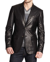 Men Genuine Leather Blazer Sport Coat 19
